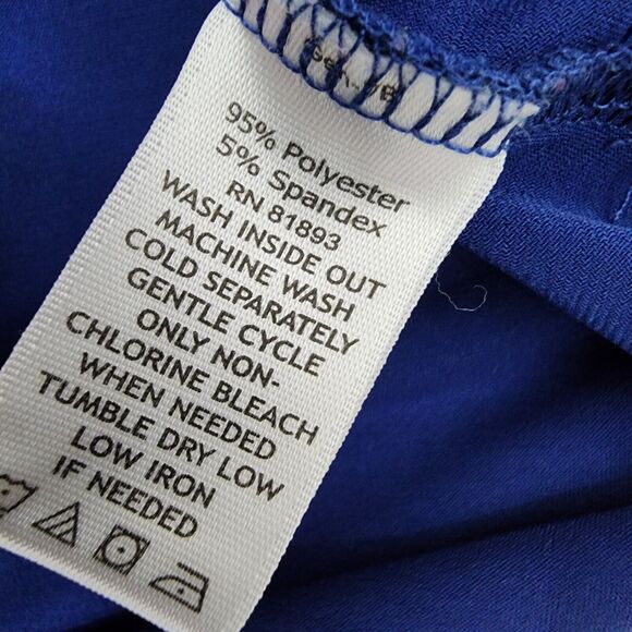 Denim & Co Tunic Top Womens 1X Blue Split V Neck 3/4 Tab Sleeve Studded Detail - Picture 10 of 11